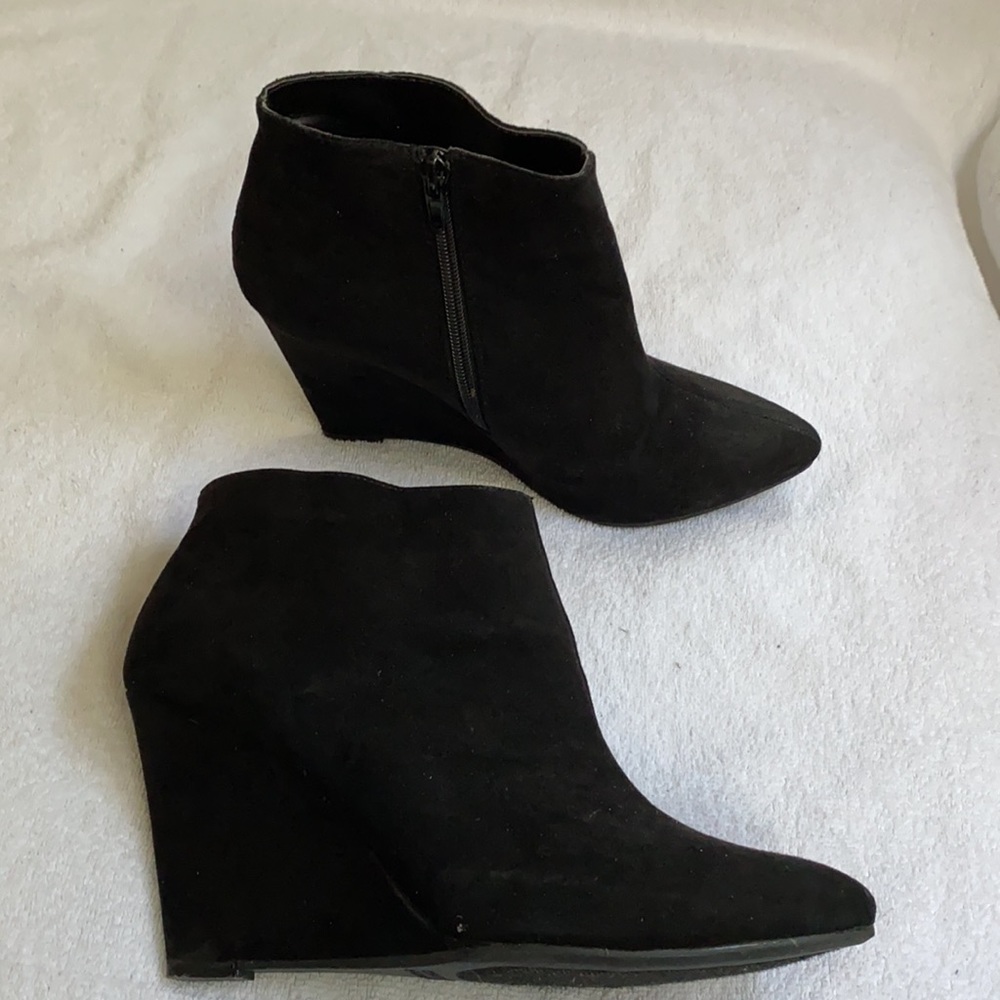 Black faux suede booties